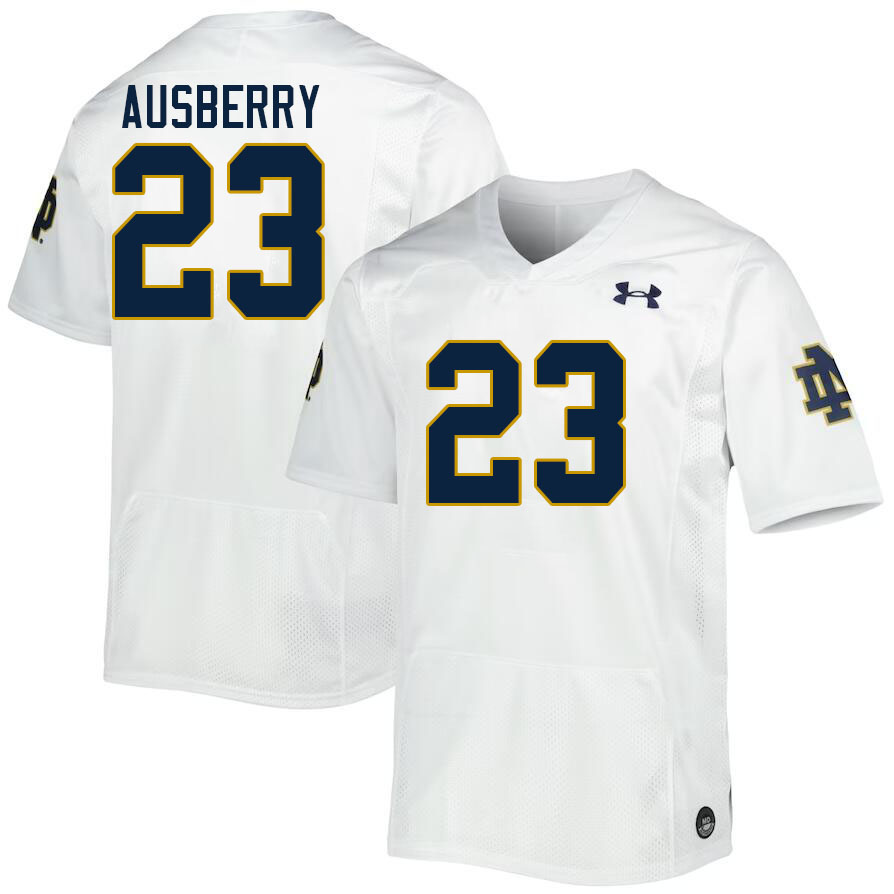 Men #23 Jaiden Ausberry Notre Dame Fighting Irish College Football Jerseys Stitched-White